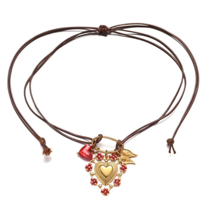 RED HEART BOHO NECKLACE