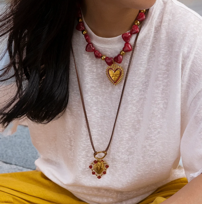 RED HEART BOHO NECKLACE
