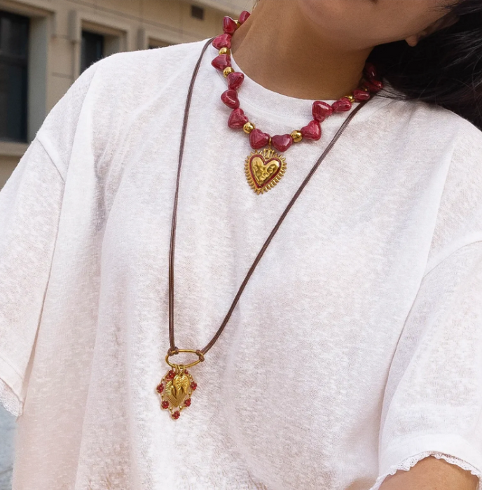 RED HEART BOHO NECKLACE